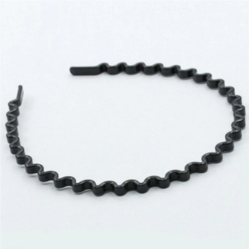 1/2PCS Boys Girls Black Metal Waved Style Holiday Sports Hairband Solid Men Women Unisex Hair Band Casual Adult Headwear New