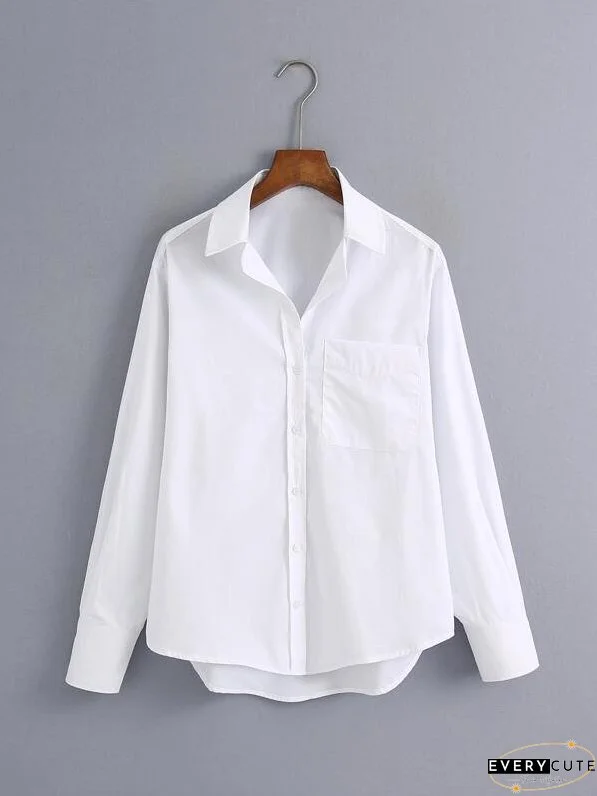 Button Front Solid Blouse