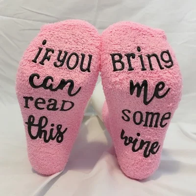 pink + gray 2 pairs of printed socks