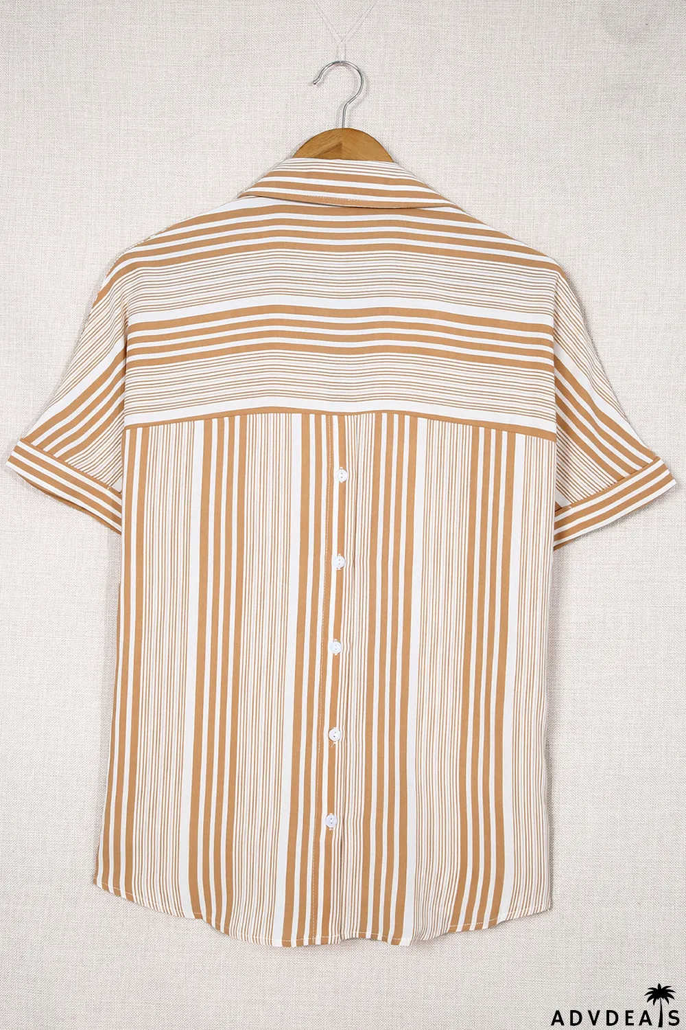 Loose Button Back Striped Blouse