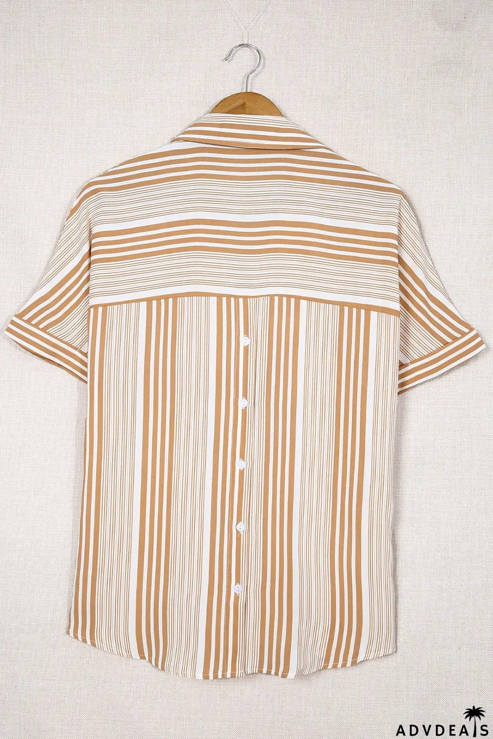 Loose Button Back Striped Blouse