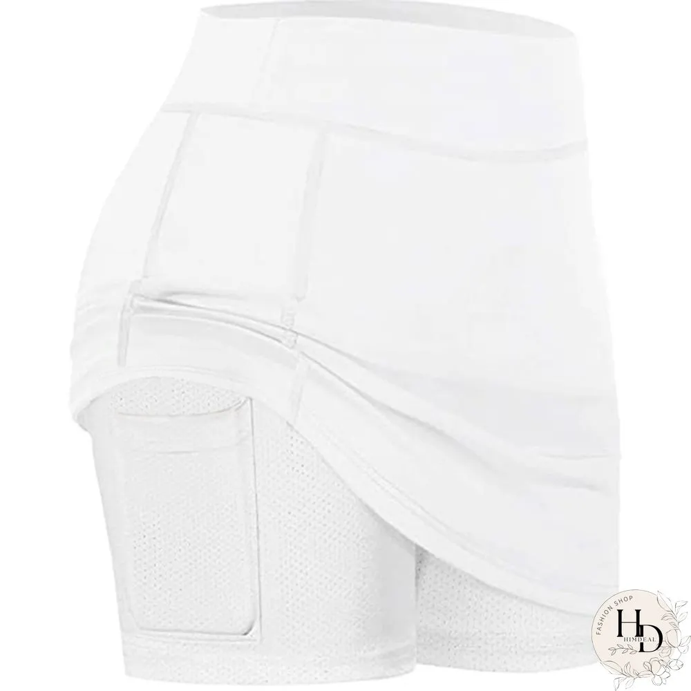 Womens Summer Athletic Tennis Skirt Golf Inner Shorts Elastic Sports Running Skort