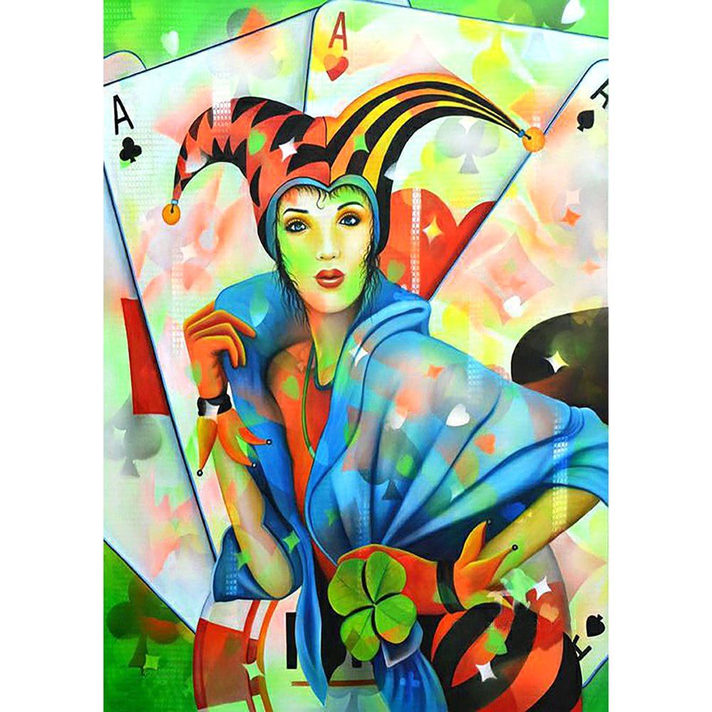 

30*40CM - Round Drill Diamond Painting - Queen of Poker, 501 Original