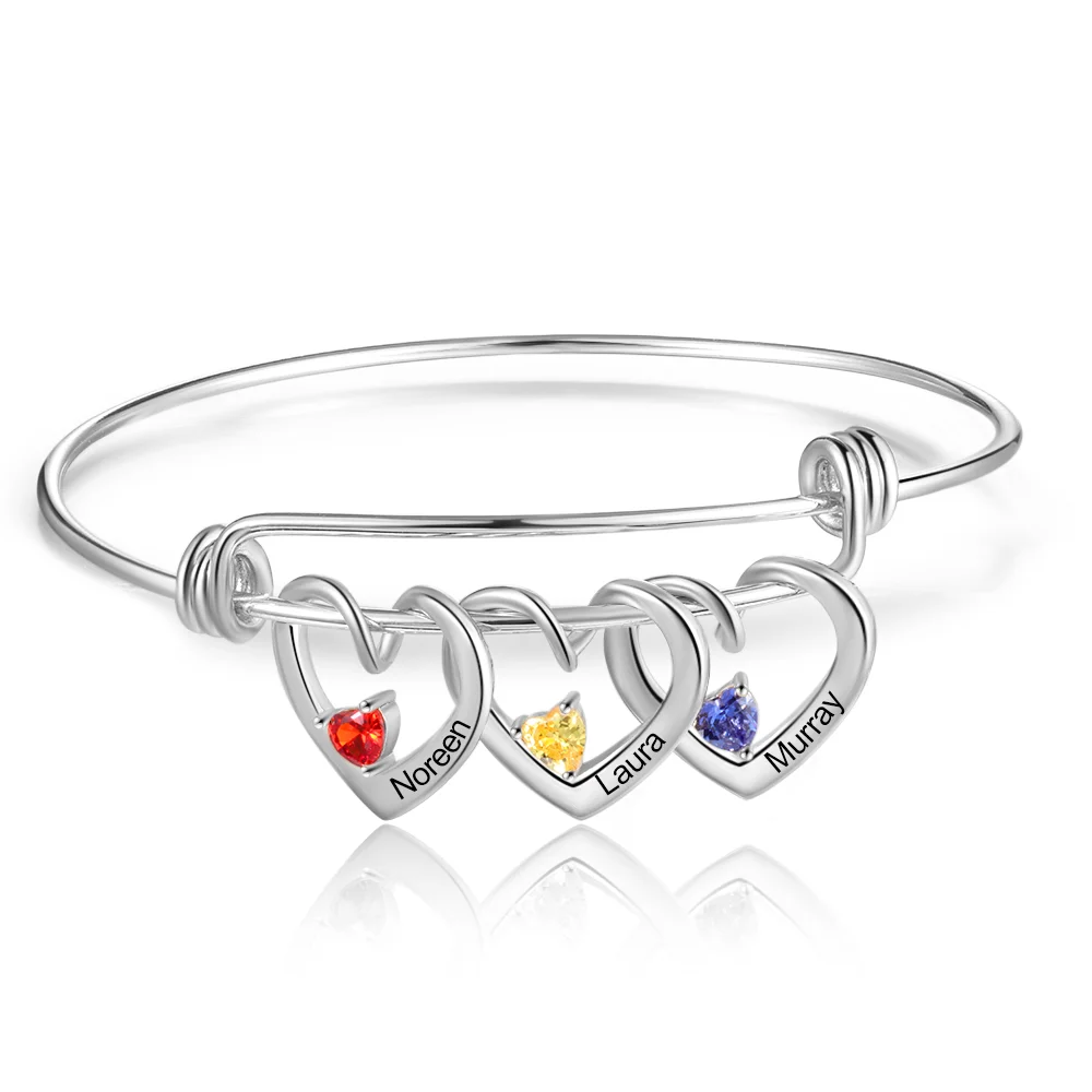 Verstellbare personalisierte Armbänder mit 3 Geburtsseinen 3 Namen Kettenmachen