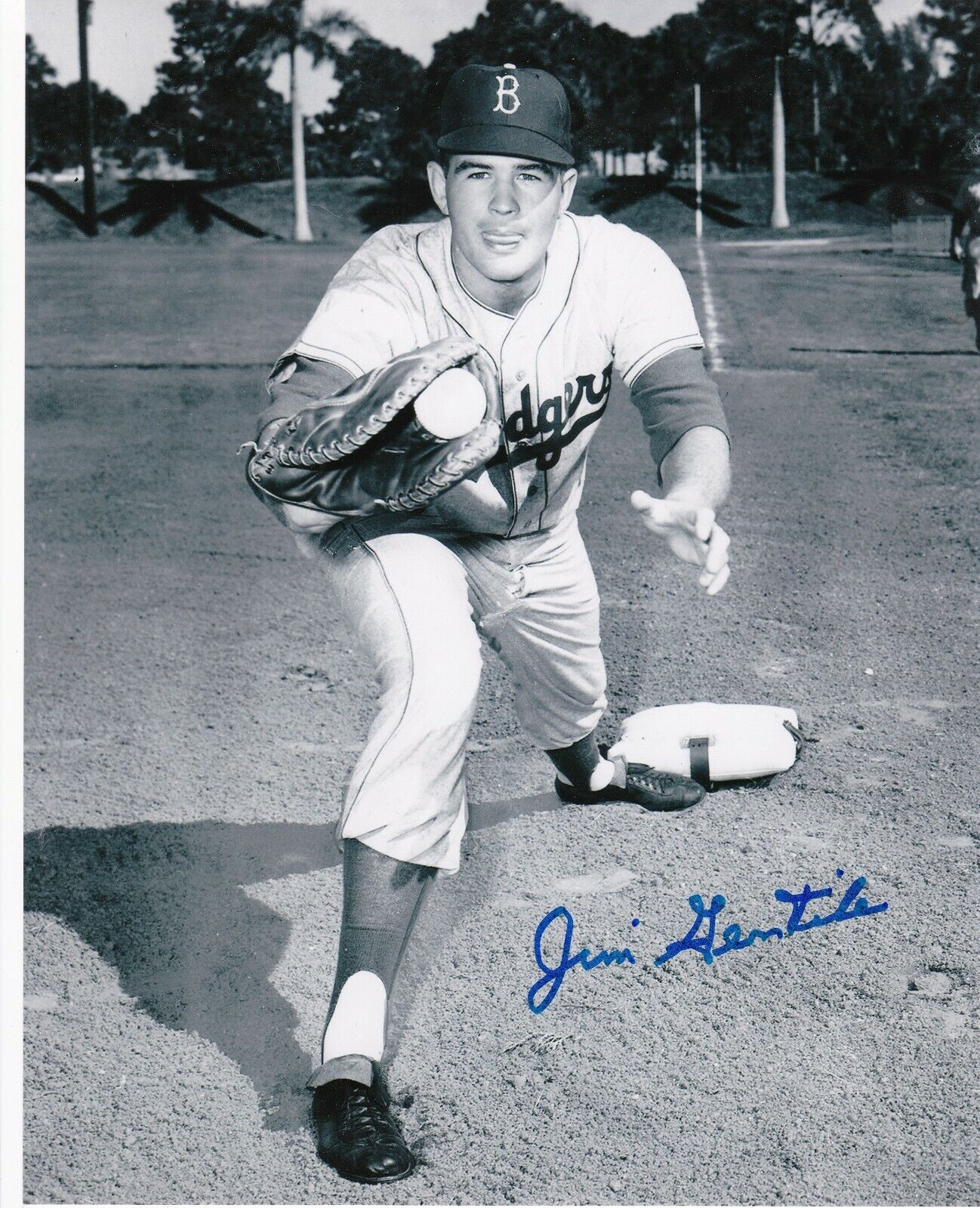 JIM GENTILE BROOKLYN DODGERS ACTION SIGNED 8x10