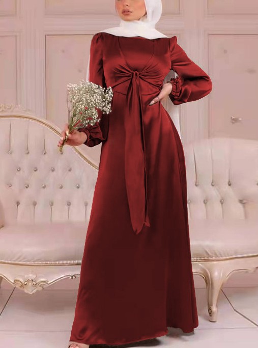 Women's Solid Color Waist Elegant Dress | Oxredo Shop Ramadan Sale