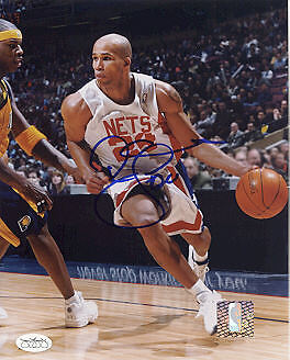 REGGIE JEFFERSON NEW YORK NETS ACTION SIGNED 8x10