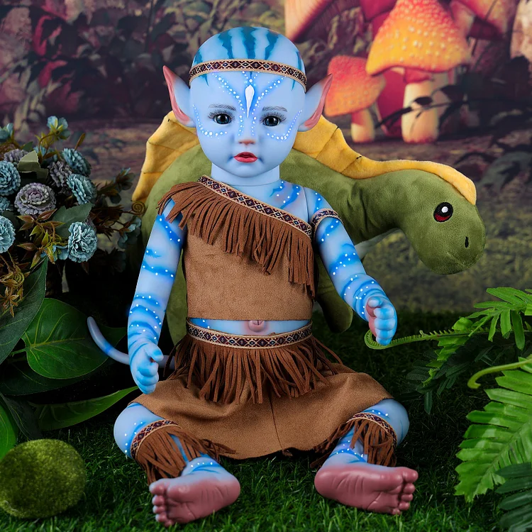 Babeside 22'' Realistic Adorable Reborn Baby Doll Awake Blue Fairy Alien Tribal Girl Landes