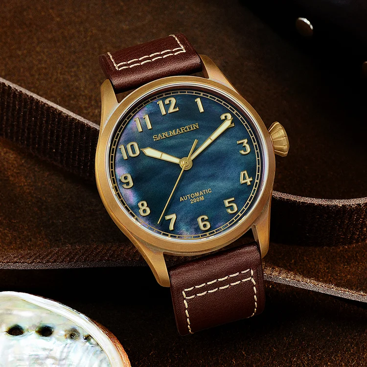 San Martin retro watch luminous bronze watch SN043 San Martin Watch san martin watchSan Martin Watch