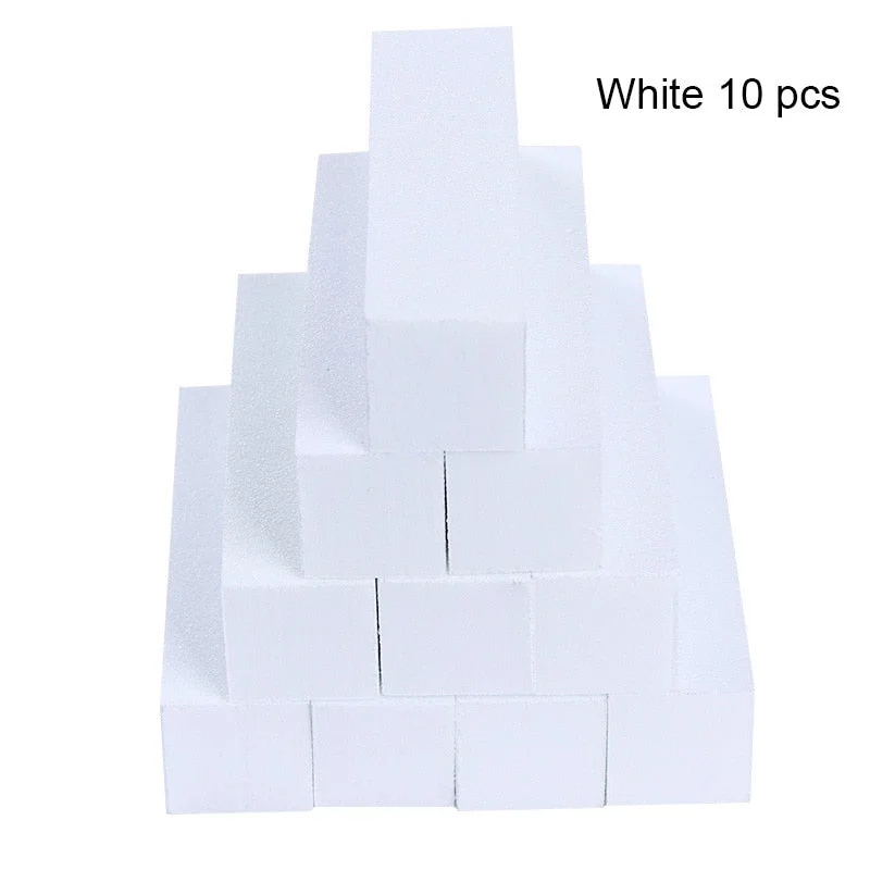 10Pcs White Nail File Block Nail Polisher Sanding Nail Buffer Polishing Blocks Manicure Tools Nail Art Accessories