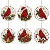 6pcs Xmas Cardinals Pearl Art Diamond Painting Pendant