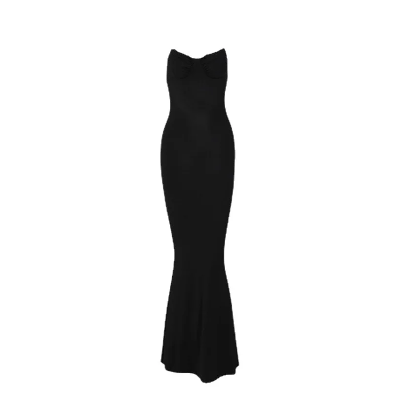 Athvotar Athvotar Thin High-Rise Sleeveless Bagted Hip Dress New Cross-Sling Long Dress Fishtail Dress