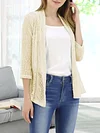 Vibrant V-Neck Crochet Cardigan - Elegant 3/4 Sleeve Mesh Slim Fit, Breathable, Casual, Comfortable, Women's Fashion Clothing for Daily Wear