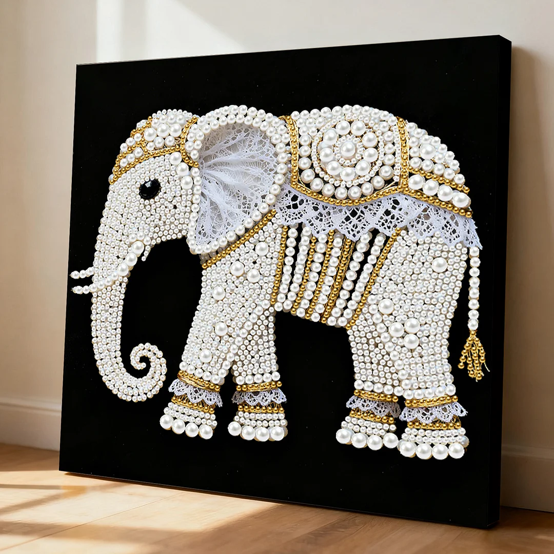 Elephant DIY Pearl Art Diamond Painting Kit for Adult Home Decor 25x25cm With Frame
