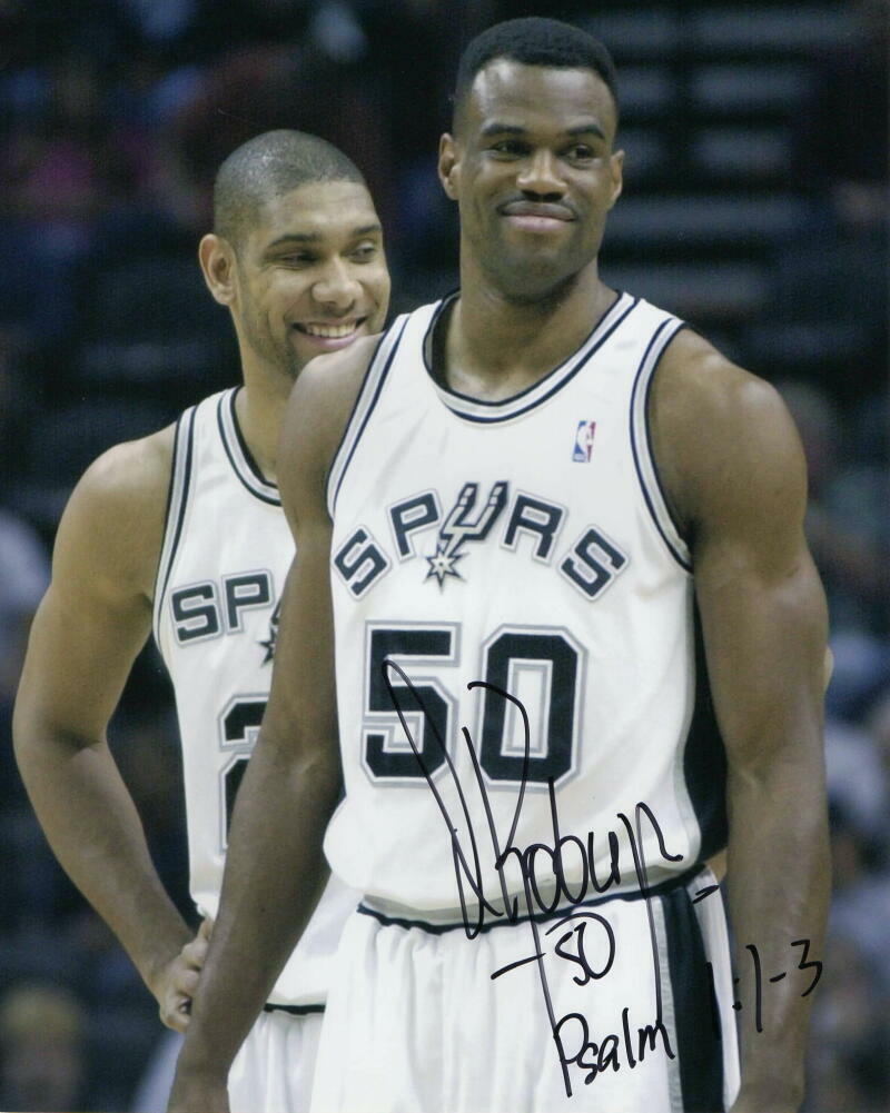 DAVID ROBINSON SIGNED AUTOGRAPH 8x10 Photo Poster painting -SAN ANTONIO SPURS STAR W/ TIM DUNCAN