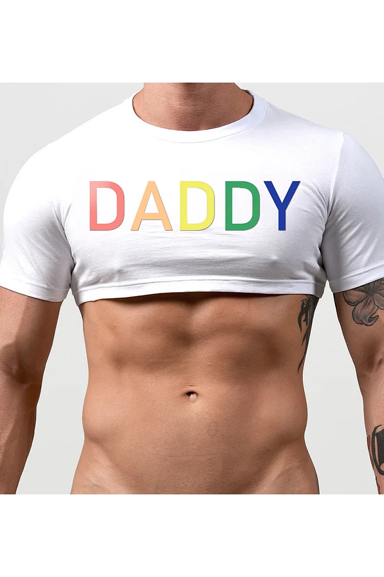 Rainbow DADDY Print Stretchy Crop Top 