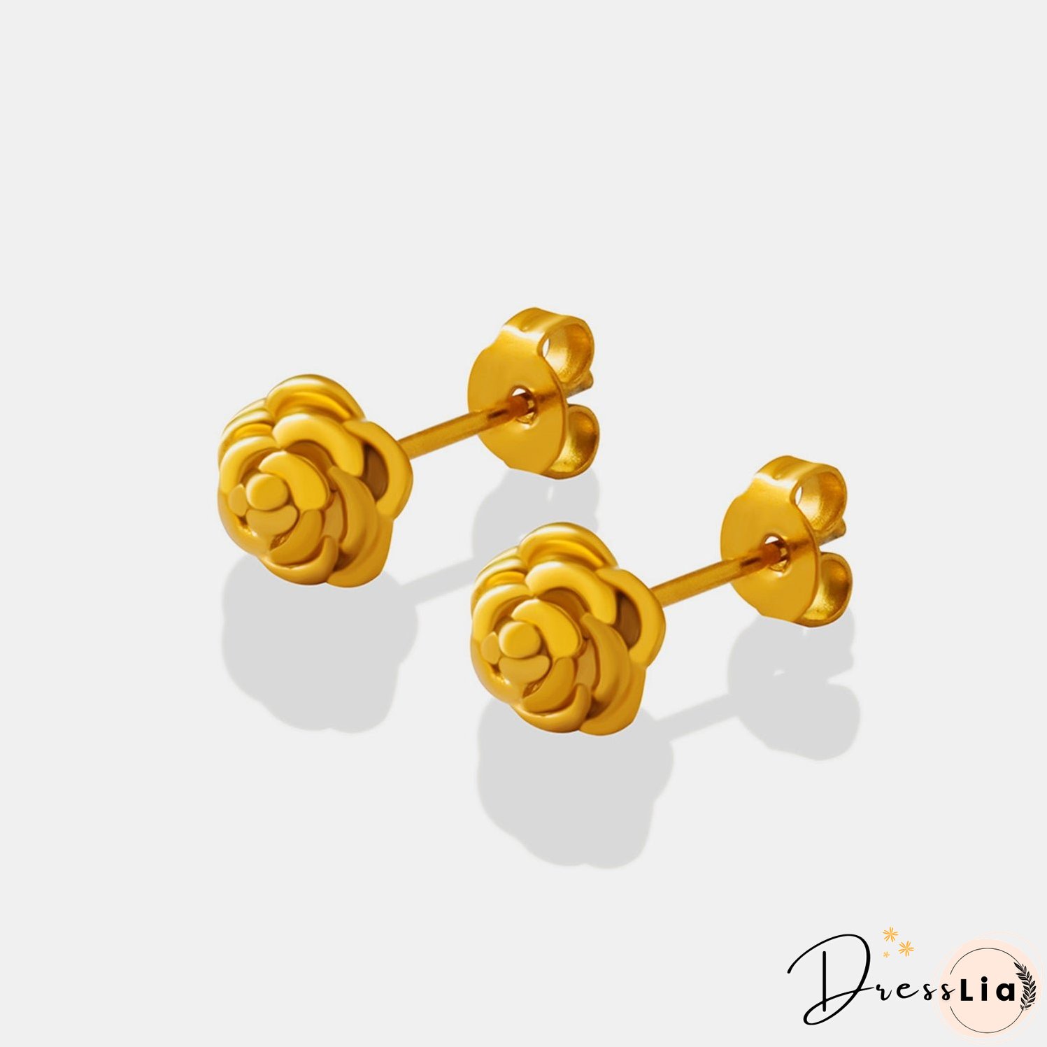 Titanium Steel Rose Stud Earrings