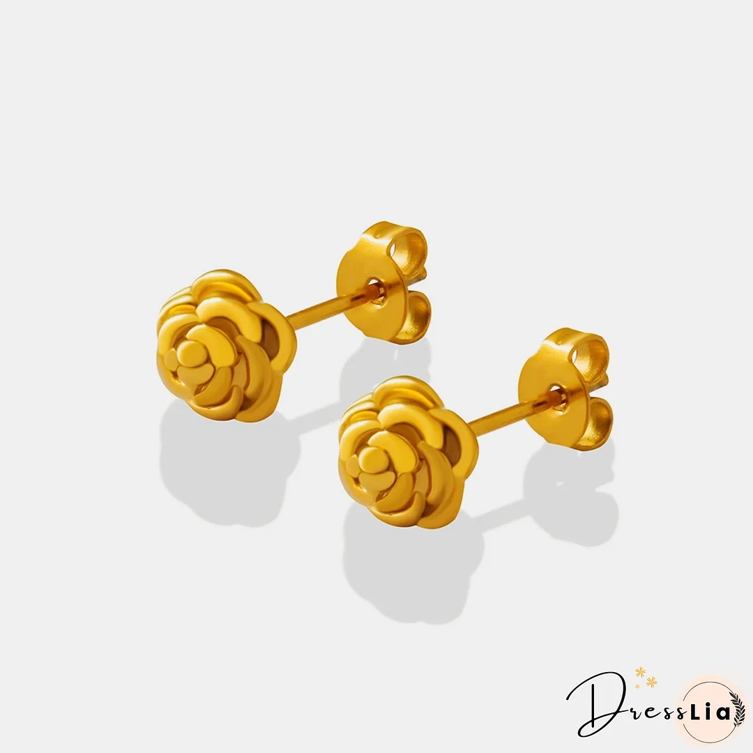 Titanium Steel Rose Stud Earrings