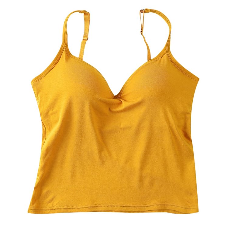Women Camisole Adjustable Strap Tank Tops With Built In Shelf Bra Stretch Undershirts Sleeveless Tube Top For Girls