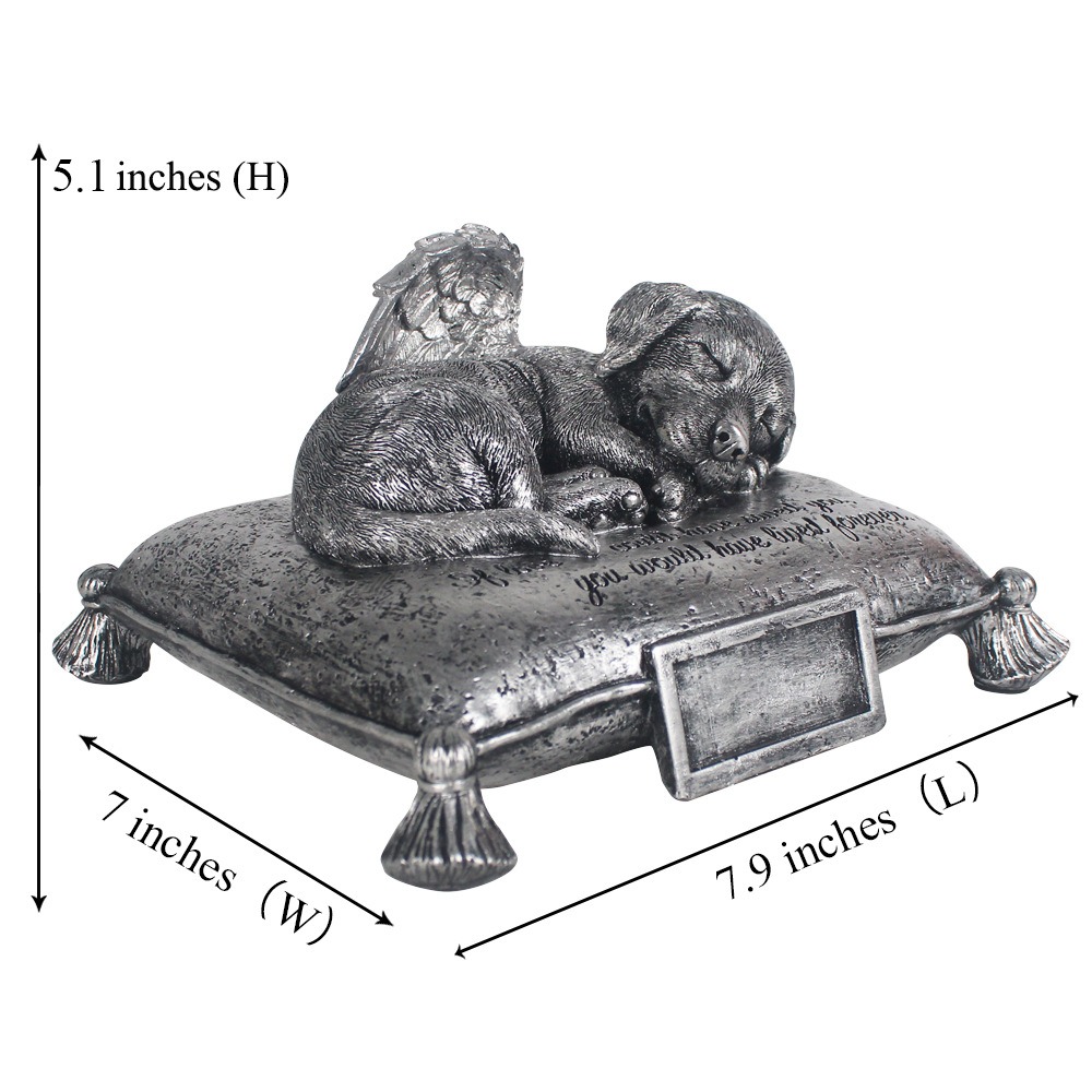 Honor the memory of your beloved feline friend with our Custom Angel Cat Memorial Statue. This touching sculpture captures a peaceful cat sleeping on a pillow, with delicate angel wings gracefully resting behind&mdash;a beautiful symbol of eternal peace and heavenly comfort . Crafted from high-quality, weather-resistant resin, this memorial is designed for both indoor display and outdoor garden placement . Fully personalizable with laser engraving, you can include your cat's name, dates, and a heartfelt message on the base. Whether placed in a memorial garden, by a favorite sunny spot, or alongside a cremation urn, this sleeping angel cat figurine offers a comforting tribute to the companion who brought so much joy to your life .