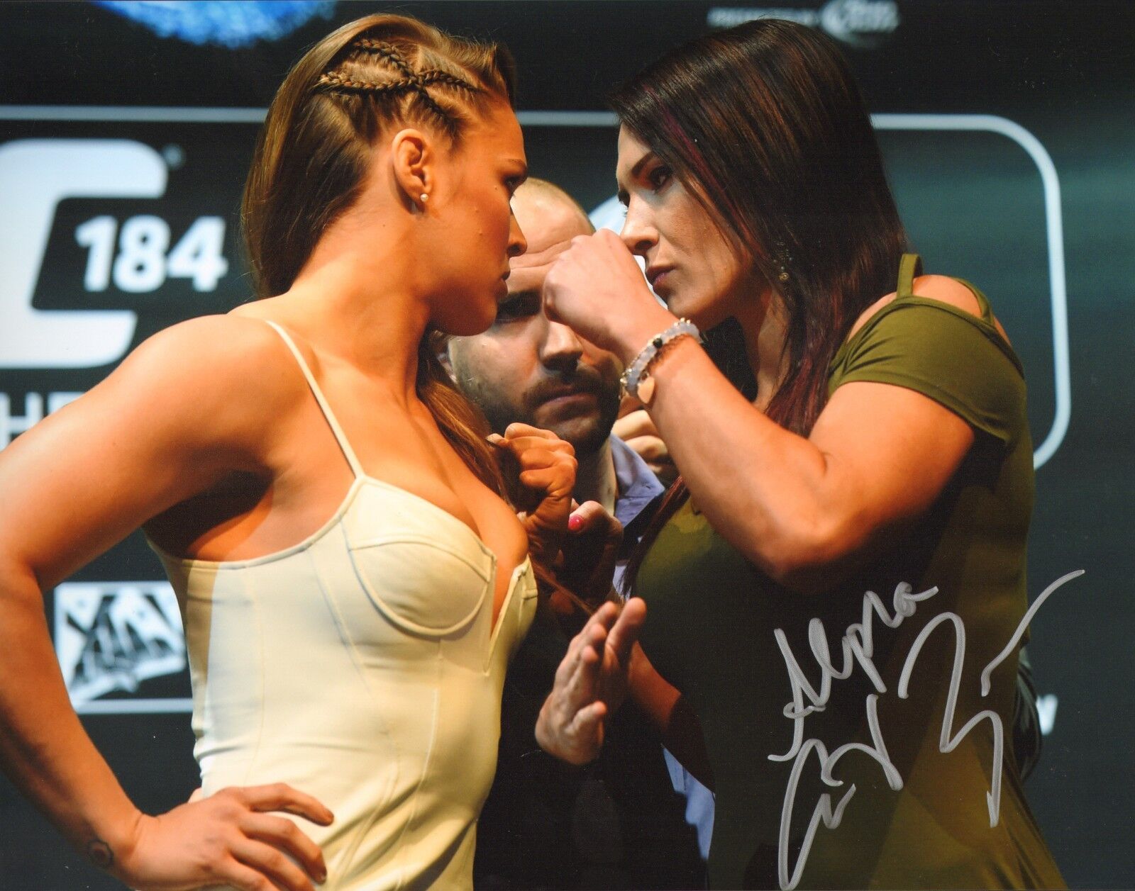 Cat Zingano Signed 11x14 Photo Poster painting Picture Autograph w/ Ronda Rousey UFC 184 Fight