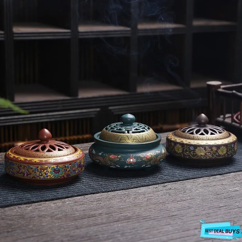 Antique Cloisonne Incense Burner Handicraft Ornament Creative Home Indoor Incense Enamel Color Burner