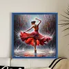 Red Dress Girl-11CT Stamped Cross Stitch 45*45cm/17.72*17.72in tapestrymarket
