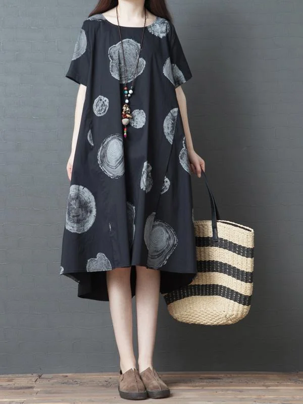 Casual Polka Stamped Long Dress