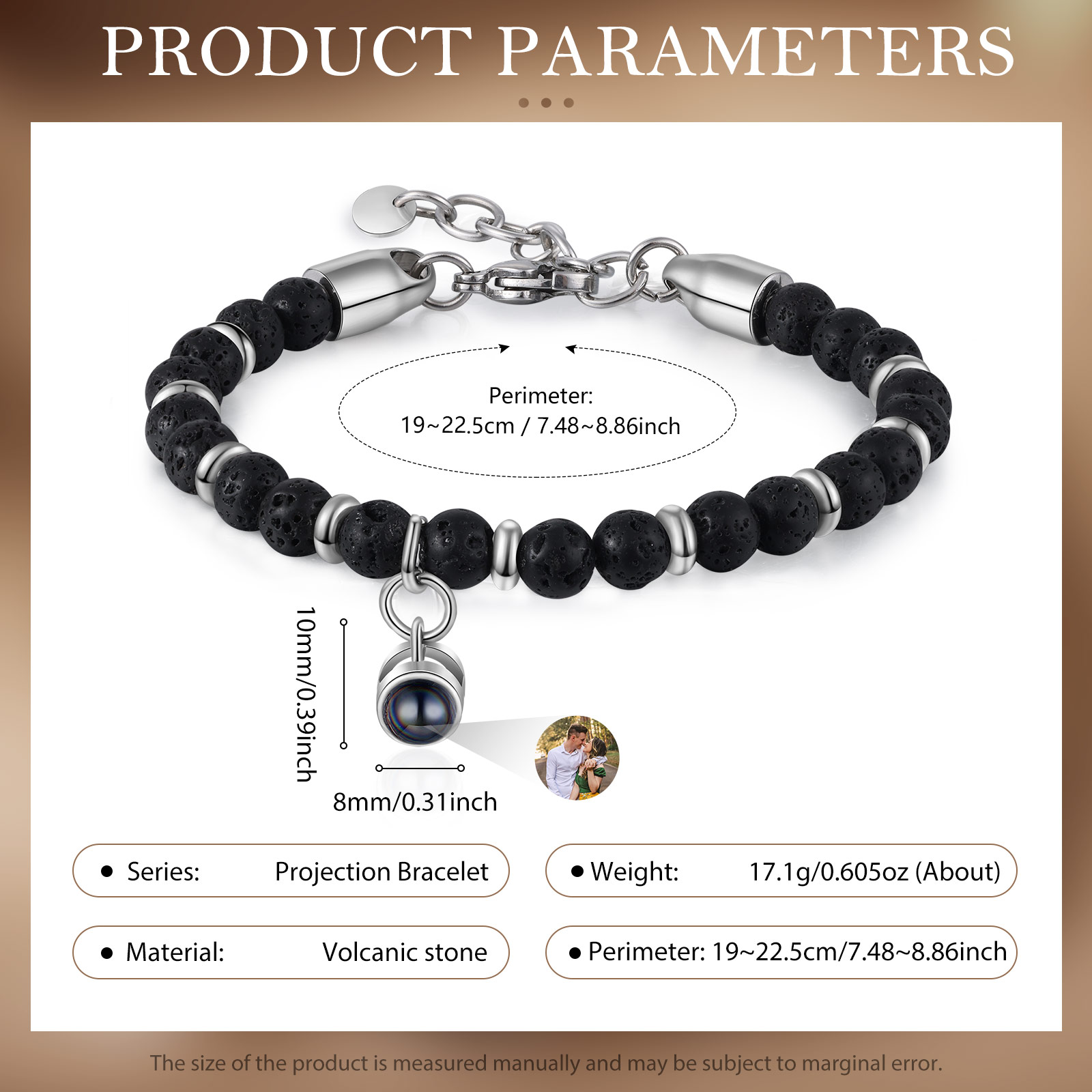 Braccialetto con proiezione personalizzato foto coppia amore Valentine 