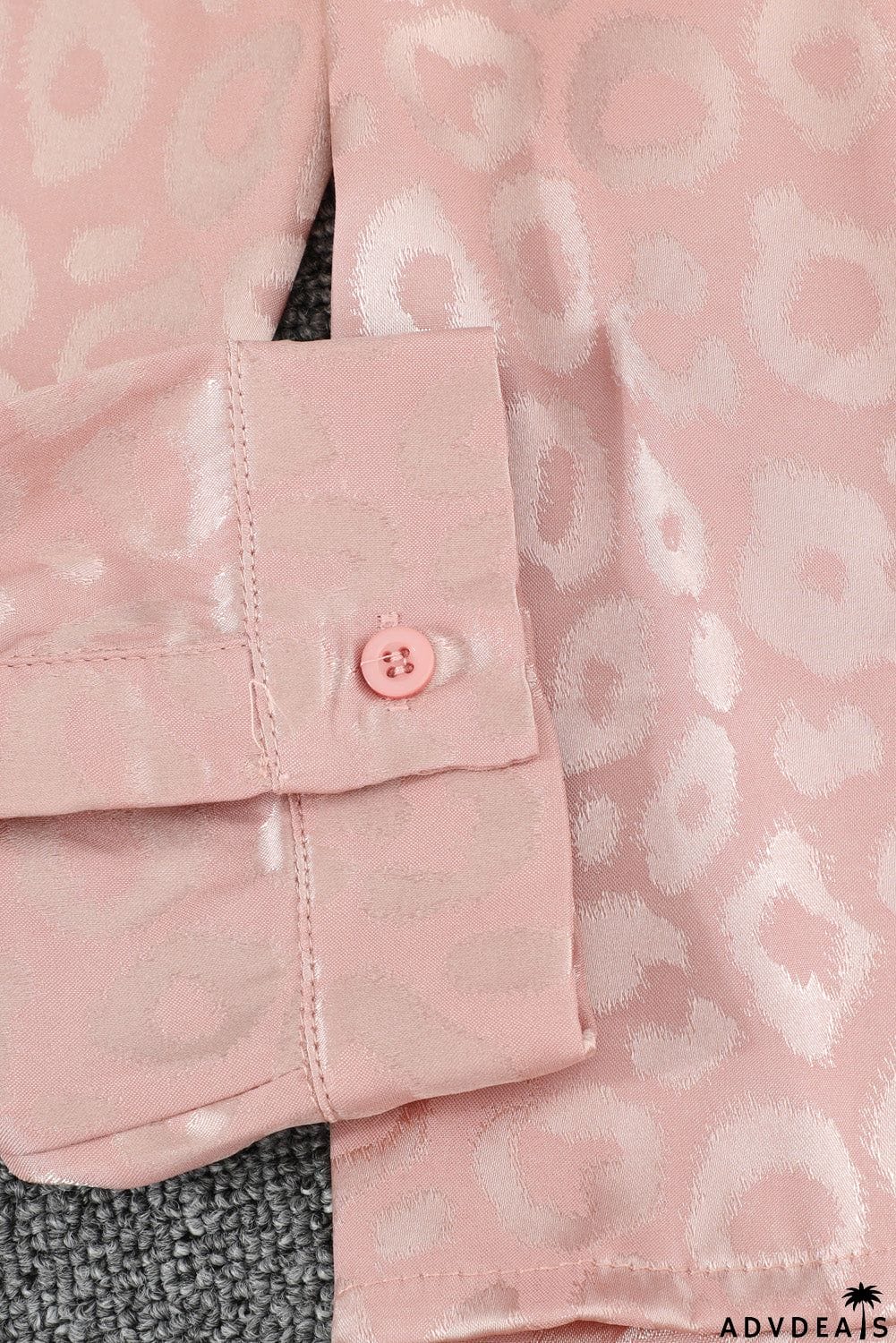 Turn-down Collar Embossed Button Shirt