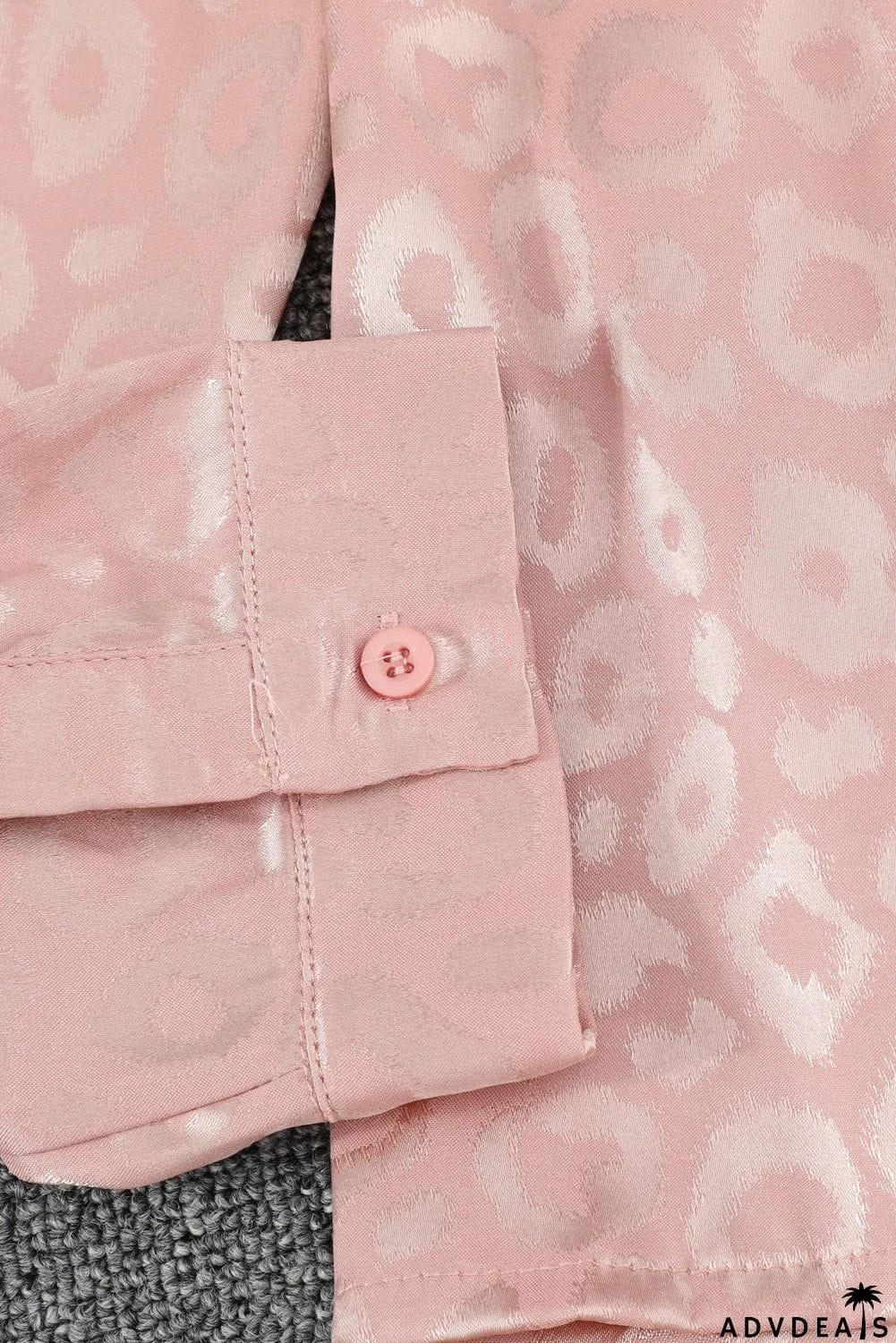 Turn-down Collar Embossed Button Shirt