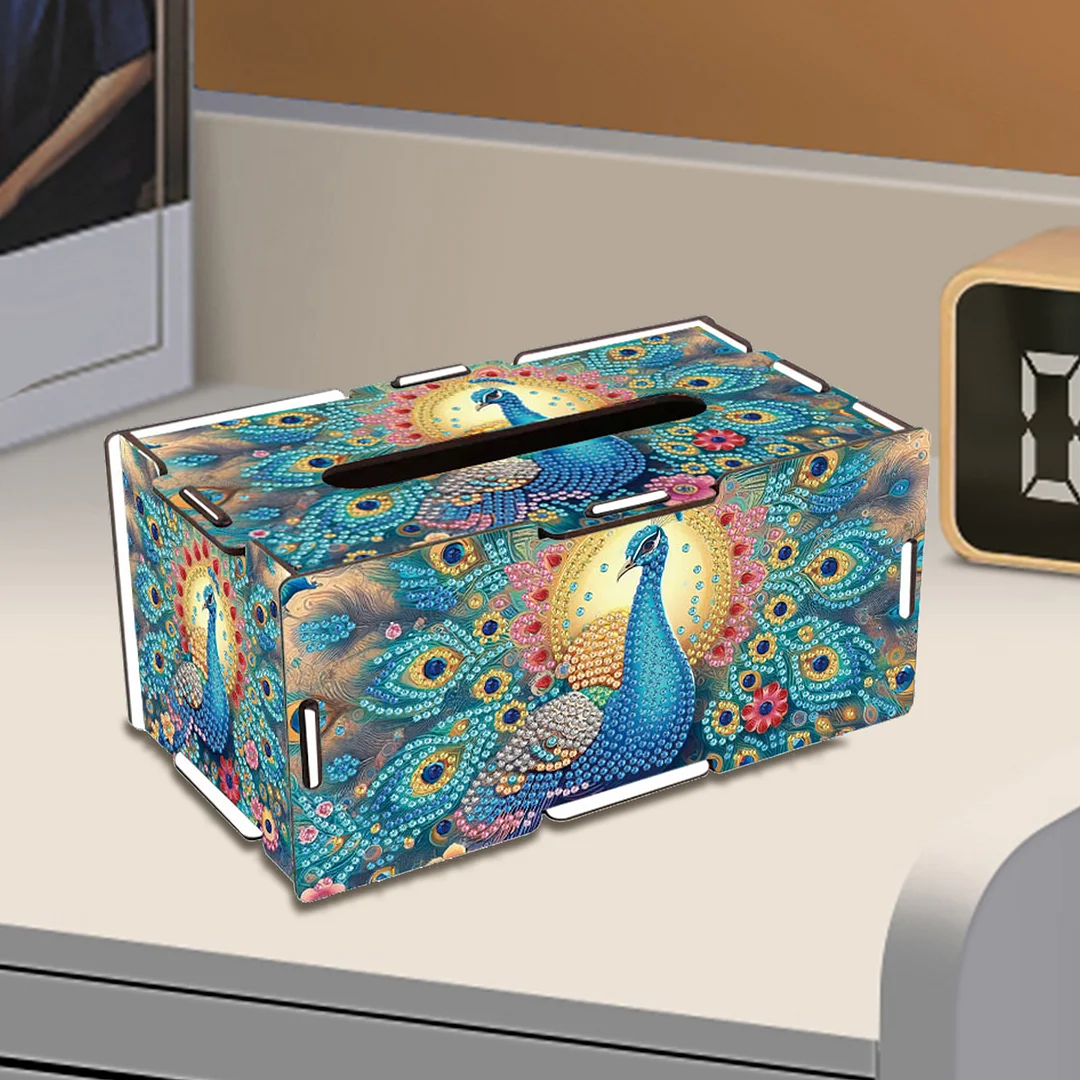 Wooden Diamond Painting Tissue Box for Home and Office Decoration(CZH004)
