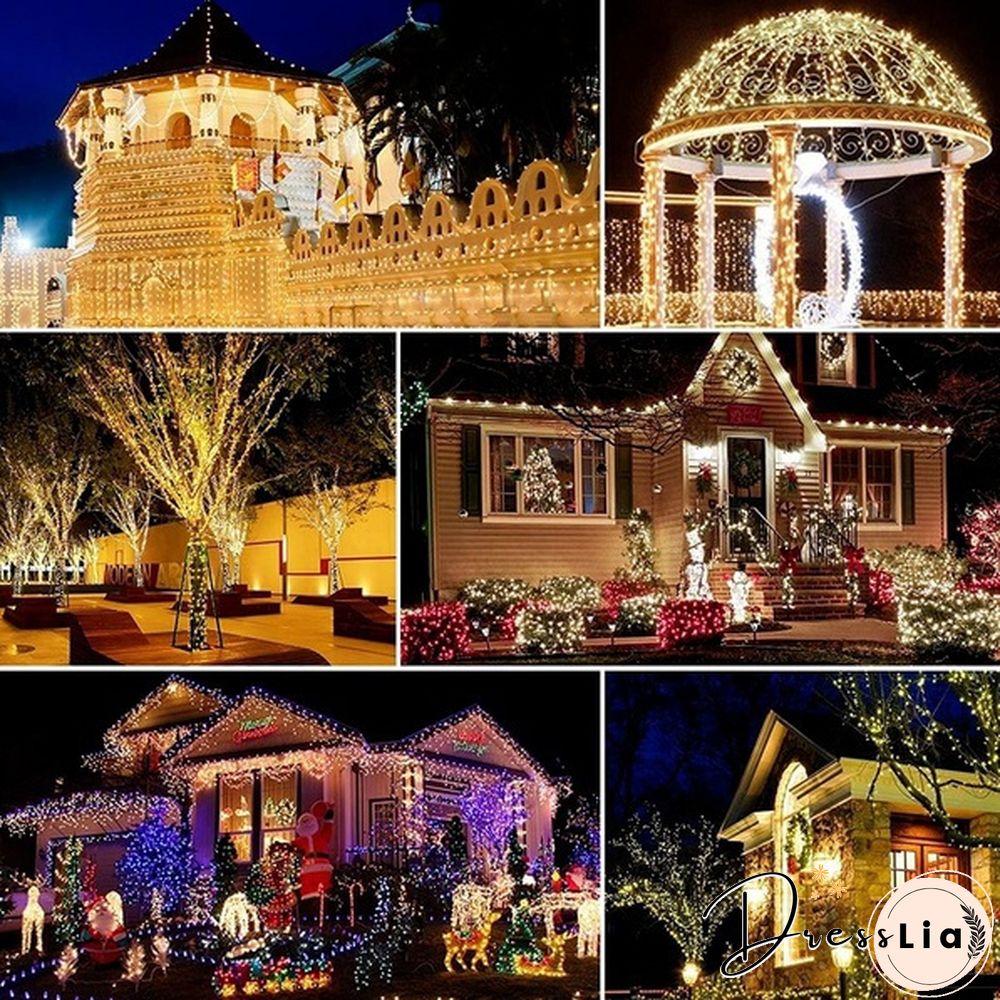 8 Modes 300LEDs Copper Wire String Lights Solar Power Fairy Light IP65 Waterproof Indoor Outdoor Christmas Decoration Lighting for Home, Garden, Party, Path, Bedroom, Wedding, DIY Decoration