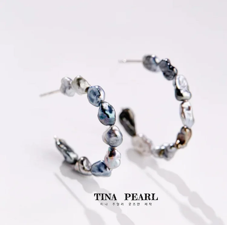 2024 TINA Jewelry18k gold + Seawater Tahiti keshi Pearl mixed color earrings