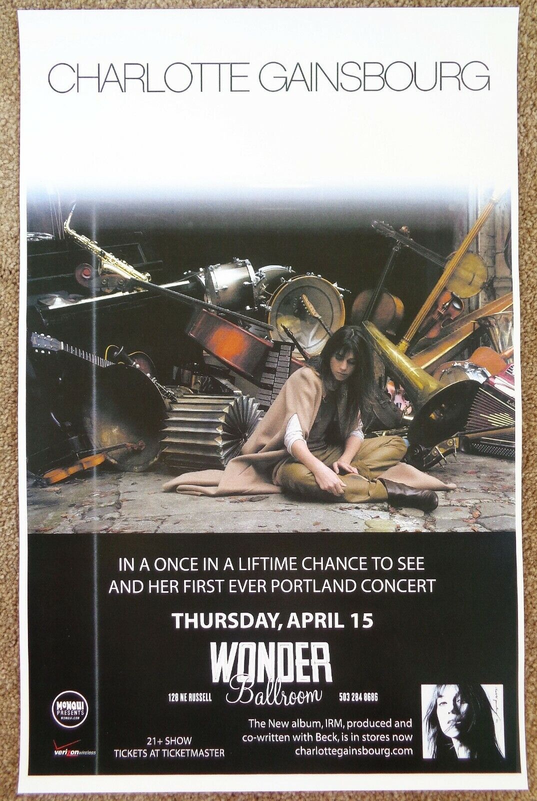 CHARLOTTE GAINSBOURG 2010 Gig POSTER Portland Oregon Concert Version 2