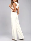 Solid Color Backless Wedding Jumpsuits Bottoms