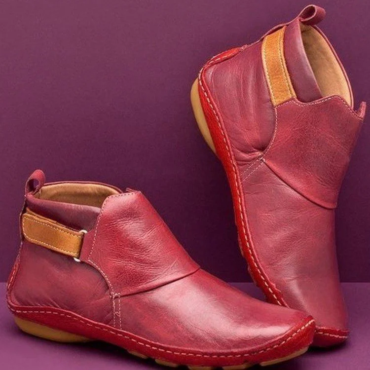 Women's Velcro Flat Heel Boots  Stunahome.com