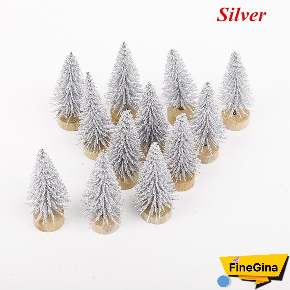 Wholesale 12/24Pcs Tabletop Christmas Pine Tree Xmas Mini Snow Trees Small Decoration Gifts