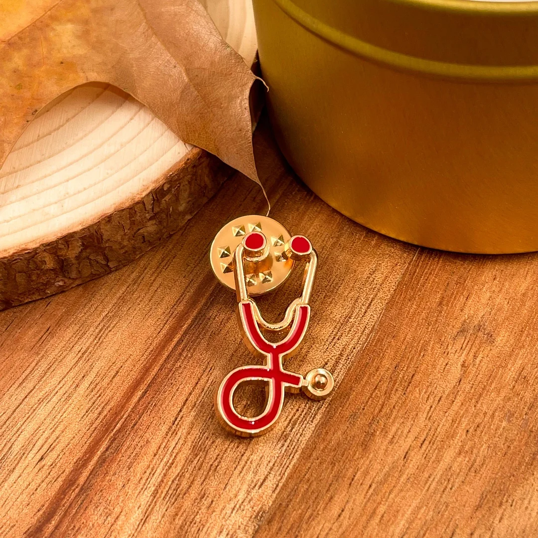 Red/Gold Stethoscope Pin
