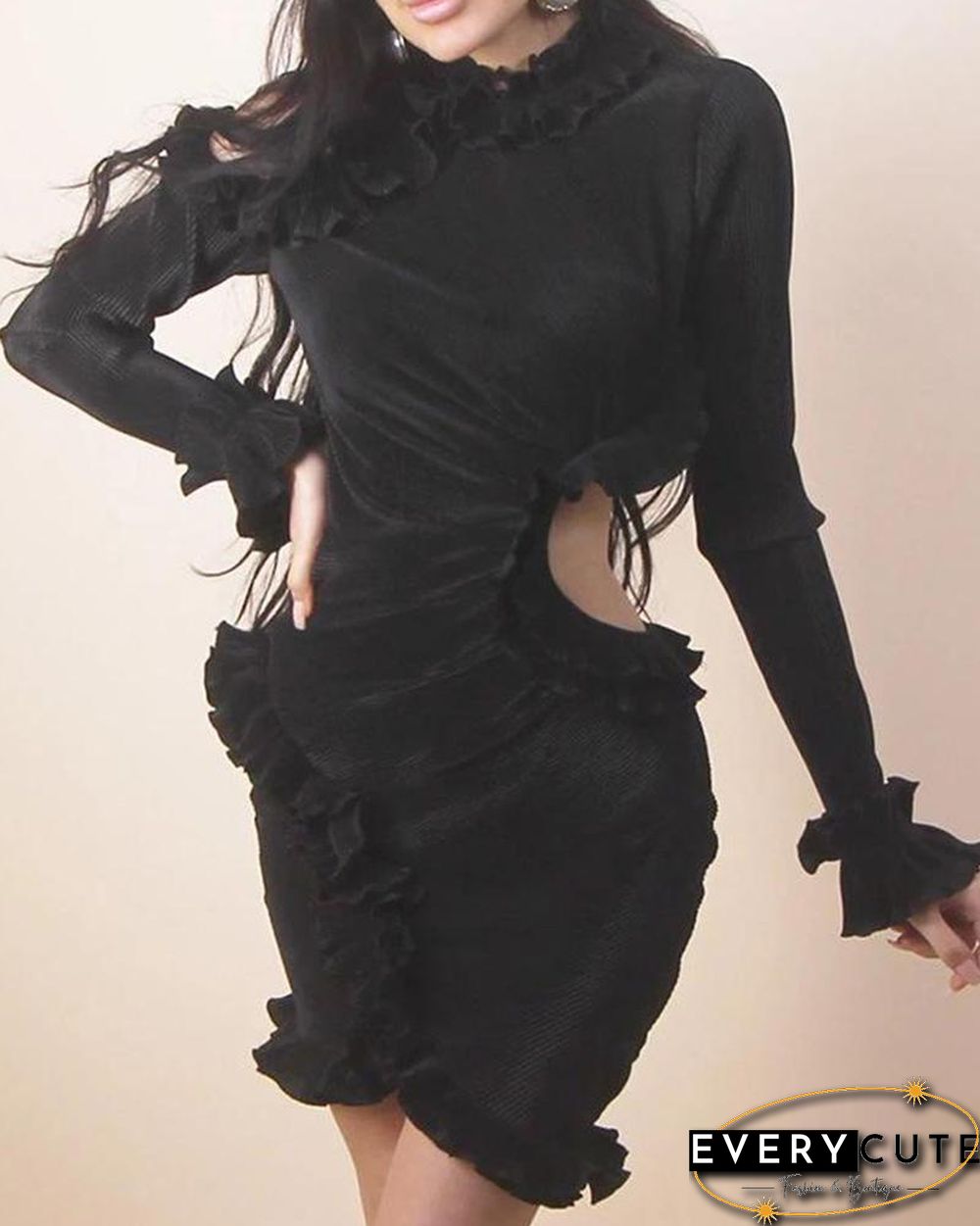 Ruffle Sleeve Bodycon Dress