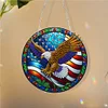 5D Diamond Painting Double Sided Effect  Stained Glass Panel Decorative Home Garden Decoration Hanging Kit(Eagle)