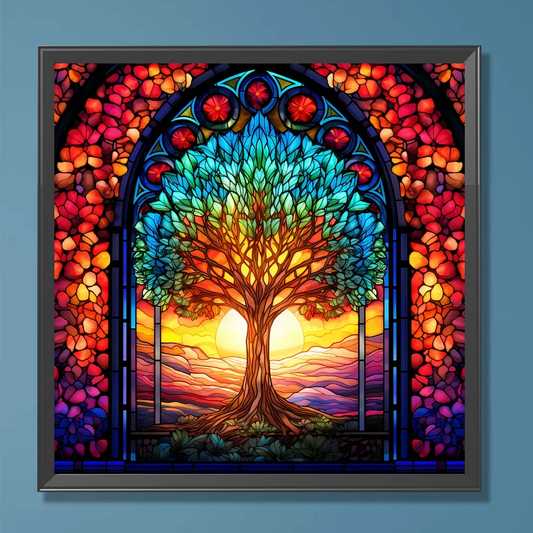Colorful Tree Of Life Stained Glass Diamond Painting Kit Paint With – Paint  With Diamonds