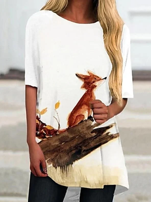 Women Half Sleeve V-neck Solid Color Dress