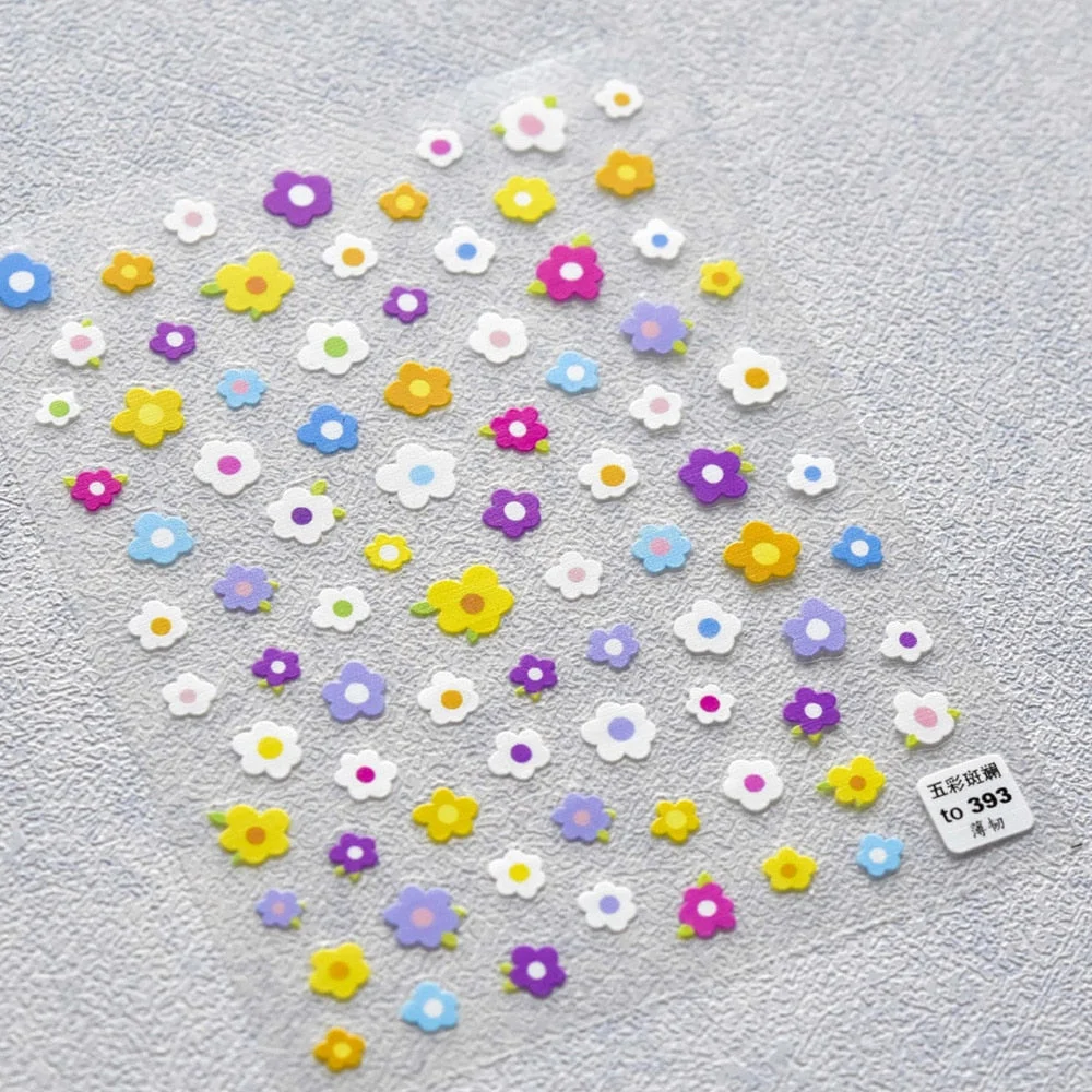 Beautizon Cute Flower Chick Ccircular Pattern High Quality 3D Engraved Nail Stickers Nail Art Decorations Nail Decals Design