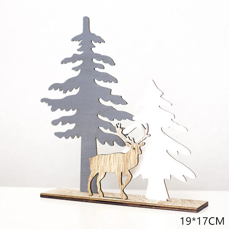 2022 New Year Xmas Elk Wood Craft Christmas Tree Ornament Noel Christmas Decoration for Home Wooden Pendant Navidad 2021 Gift