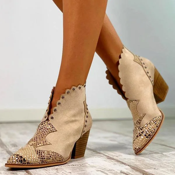 Women Autumn & Winter Slip-On Pearl Ankle Boots