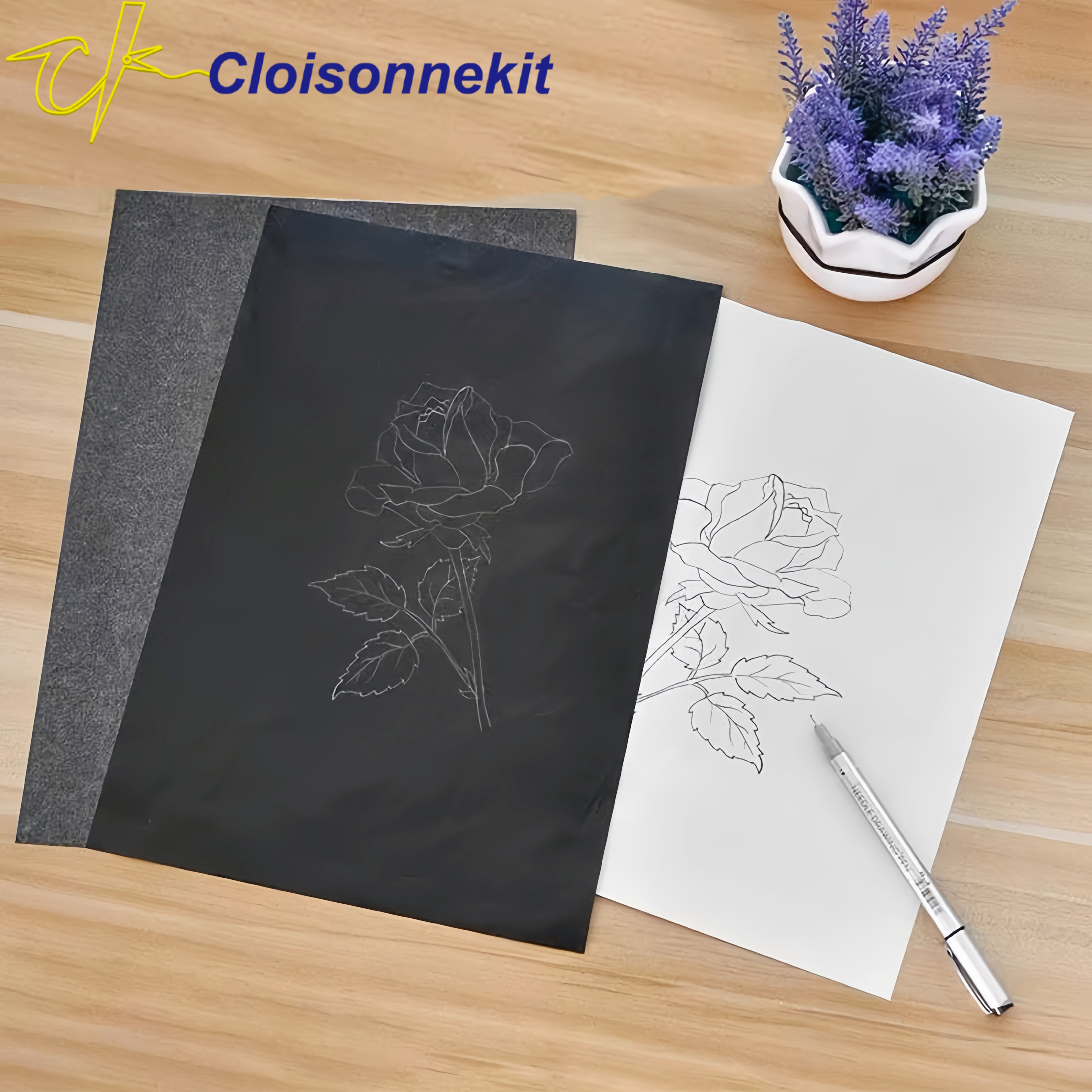 50 Sheets Black Carbon Paper for Tracing Patterns - Cloisonnekit