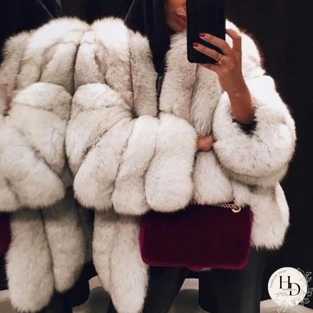 Fashion Winter Solid Color Thicken Faux Fur Coat Women Loose Warm Long Sleeve Jacket(SIZE:S-XXXXXL)