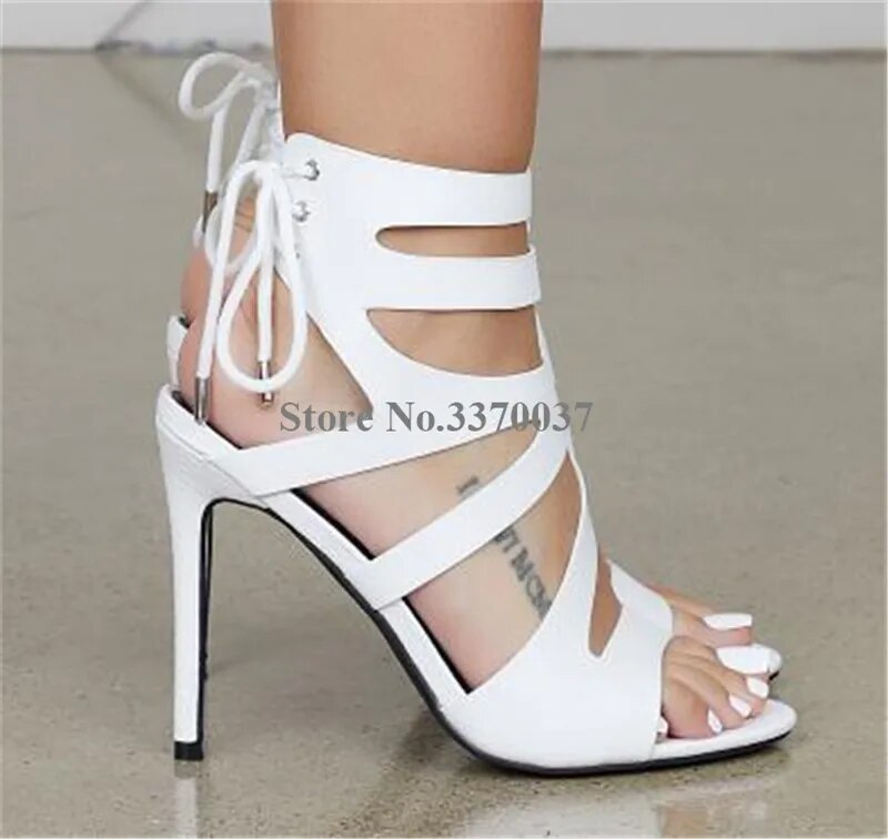 VCSHOES Women Suede Leather Stiletto Heel Sandals White Back Cut-out High Heel Sandals Dress Heels Party Shoes