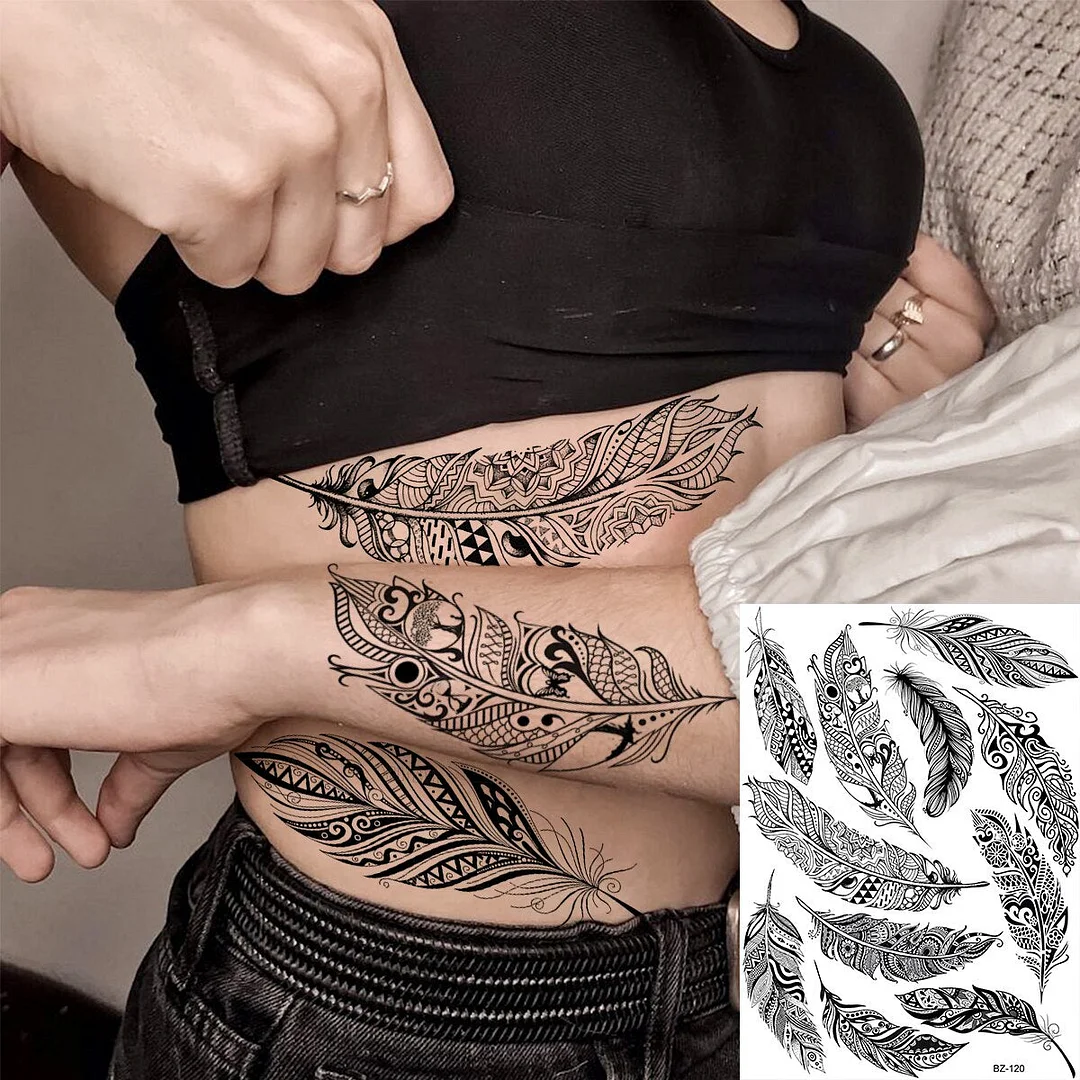 Black Lotus Pendant Underboob Temporary Tattoos For Women Adult Mandala Butterfly Snake Skull Fake Body Art Tatoos Paper